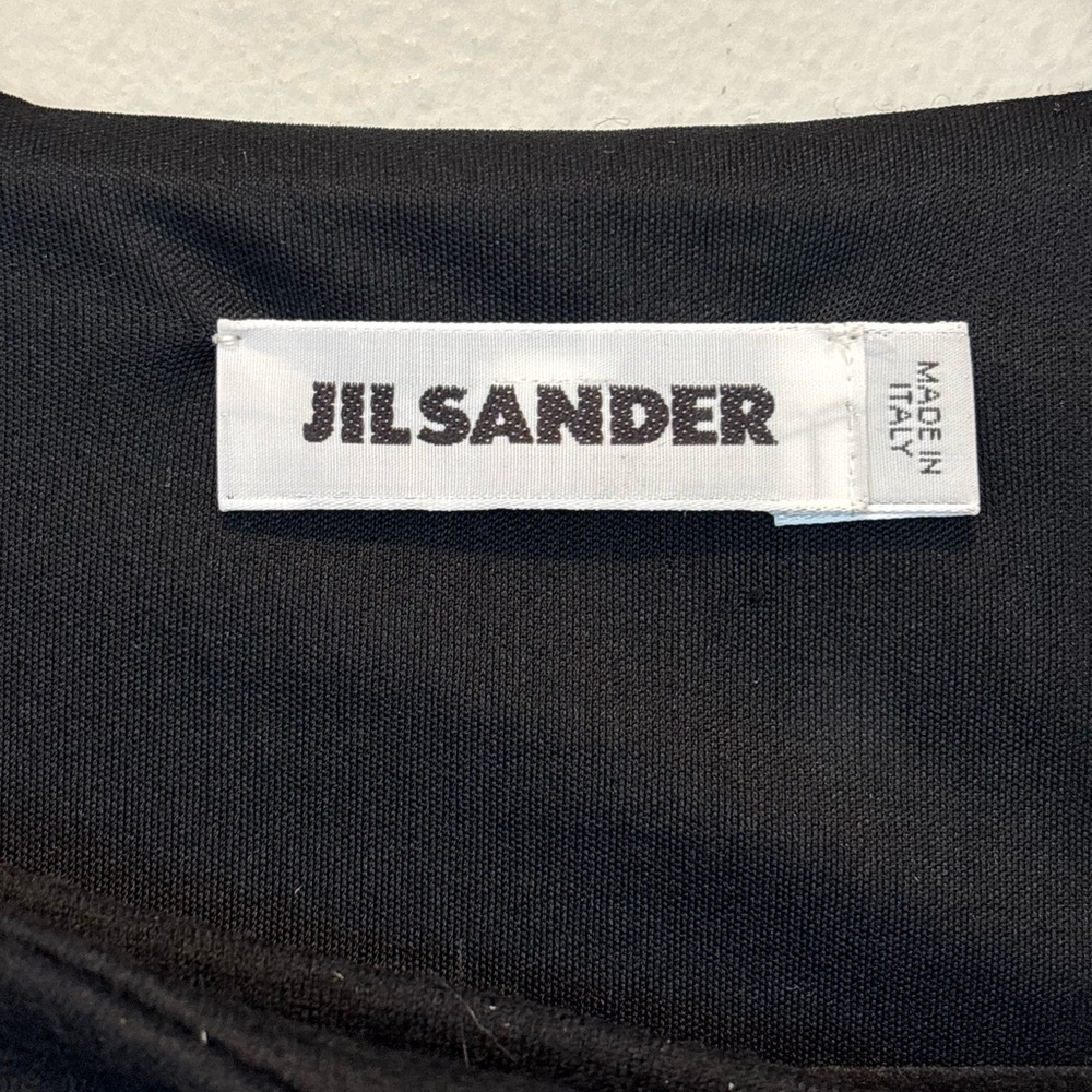 Jil Sander Black Sleeveless Wool Midi Dress with Asymmetric Drape 219 - Picture 3 of 7